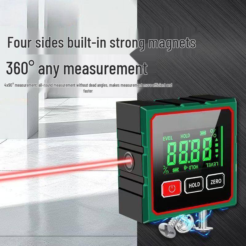 Cyfrowy inklinometr magnetyczny Precision 360° z inteligentnym wyświetlaczem laserowym i poziomicą