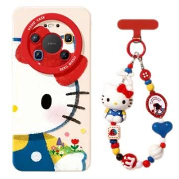 Cute cat mobile phone case for girls, high value, suitable for Huawei mate80 lanyard 70/60pro + silicone 50 sets