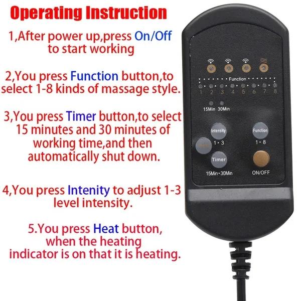 Electric Heating Car SUV Massage Cushion, Home Cushion Body Back Waist Relaxation Vibration Massage Support Pad Black