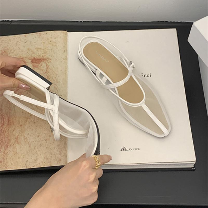 Fashion Bailamos Summer New Women Sandals Slip On Mules Shoes Fashion Weave Ladies Dress Shoes Low Heel Outdoor Casual Slipper