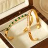 Stainless Steel Inlaid Zircon Bangle, High-end Hand Jewelry, Titanium Steel Open Bangle for Women