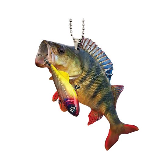 Kreativ Fisk Bil Hengende Anheng 2D Flat Akryl Bakspeil Ornament Festlig