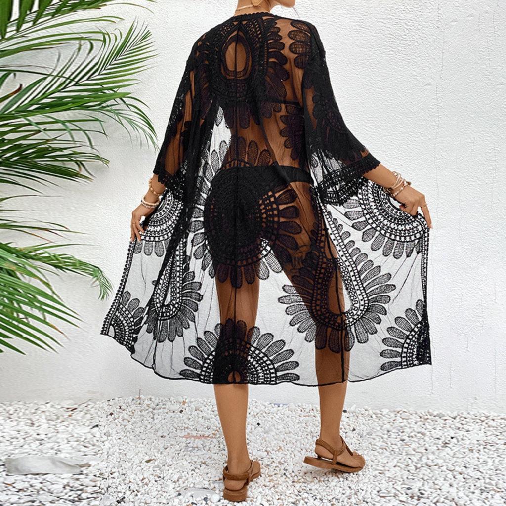 Lace, Embroidery, Cardigan, Swimsuit Outerwear, Beach Cover