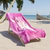 1pc Pink Bunny with Floral Crown and Hearts Background 2D Printed Microfiber Beach Towel, Quick Dry Super Absorbent. Great for