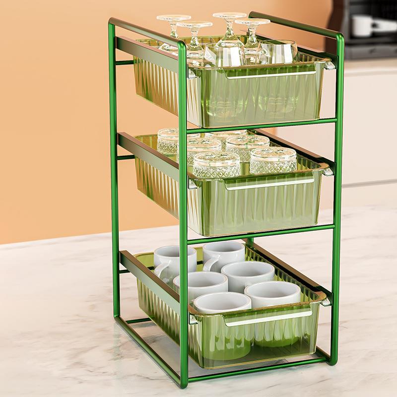 Kitchen storage rack, sink, storage rack, floor to ceiling household layered cabinet rack, multifunctional pull-out sink