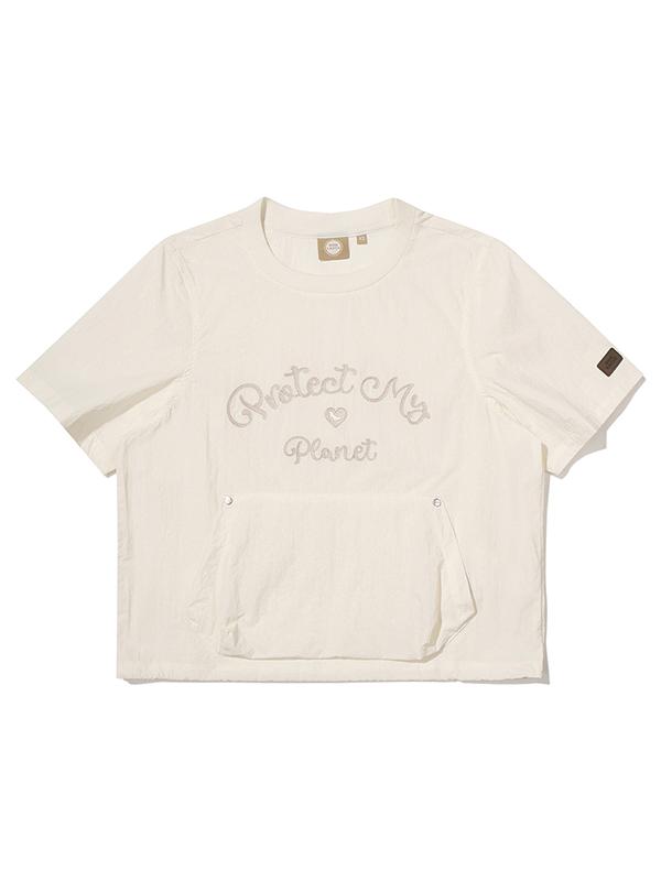 BBC EARTH W Chain Embroidery Woven Round T-Shirt_Ivory