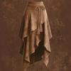 Women's Vintage Western Irregular Rope Tie Fringe Suede Midi Skirt Crossborder for Europe America