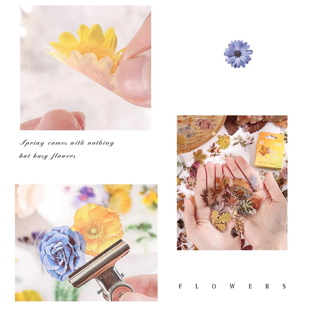 50pcs Flower Fall PET Stickers Set Green Plant Series Decoration Note Sticker Home Diary Book DIY Art