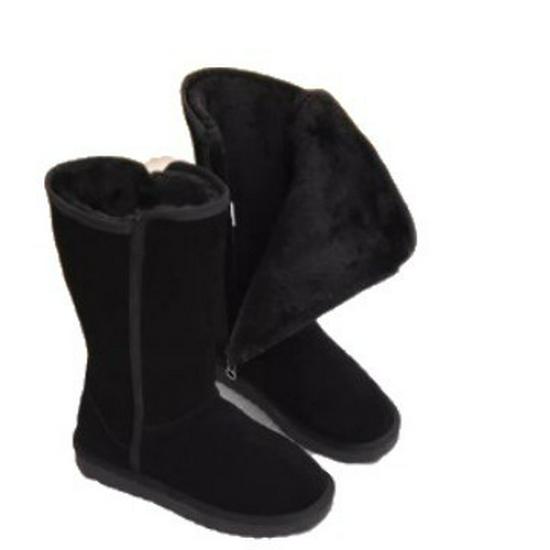 Women's Tall Fleece-Lined Snow Boots, High Shaft, Side Zipper, Round Toe, Thick Sole, Plus Size, 2023 Winter Korean Style