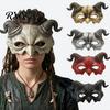 Gehoornde Demon Masker Halloween Ramshoorn Masker, Horror Duivel Halve Gezicht Gotisch Lichtgewicht Maskerade voor Cosplay Kostuumfeest Schuim