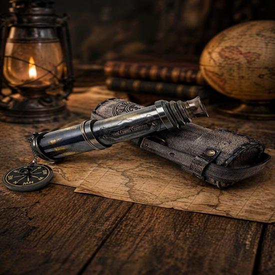 Brass Telescope with Compass Nautical Spyglass Desk Decor