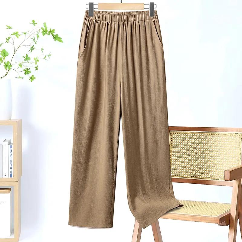 Women's High Waist Wide Leg Pants Elastic Waist Pocket Casual Loose Trousers