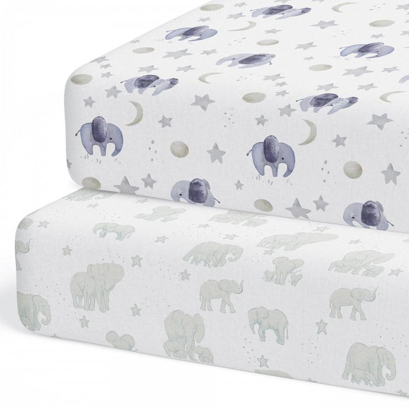 Soft Breathable Cotton Baby Crib Fitted Sheet Set With Animal Print Newborn Toddler Bedding