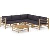 Exclusive House - 6-piece Garden Furniture Set with Dark Grey Cushions Bamboo