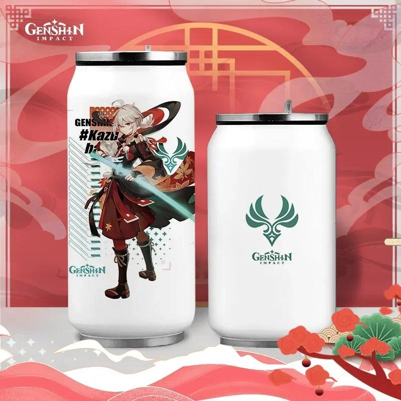 Anime Genshin Impact Thermos Bottle Stainless Steel Coffee Mup Zhongli Klee Portable Water Cup Drinking Bottle Thermos Flask