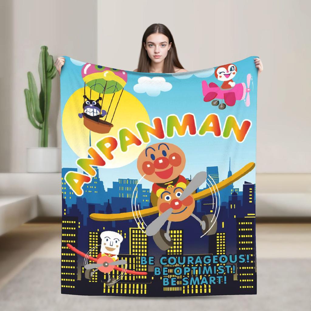 Baikinman Anime  Flannel Blanket  Warm Throw Blanket for Couch Chair Camping Fashion Bedspread Sofa Bed Cover