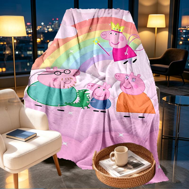 Peppa Pig Print Blanket - Soft & Comfortable, for Bedroom, Travel, Sofa, Home Decoration - Birthday Christmas Gift for Friend