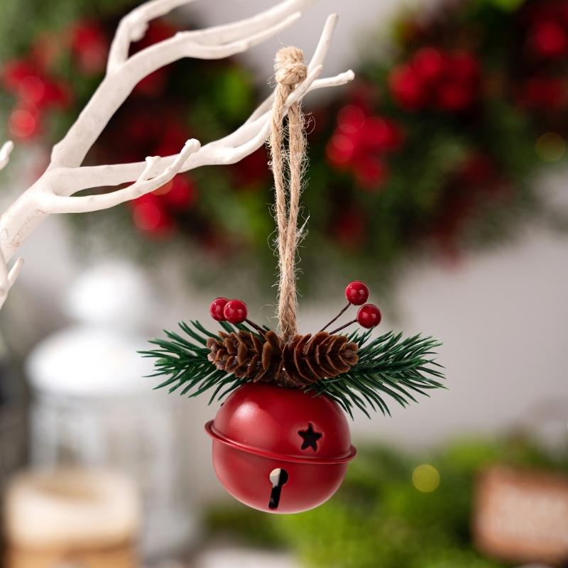 5PCS Metal Bells Hanging Decorations for Christmas Tree Door Window Indoor and Outdoor Holiday Ornaments