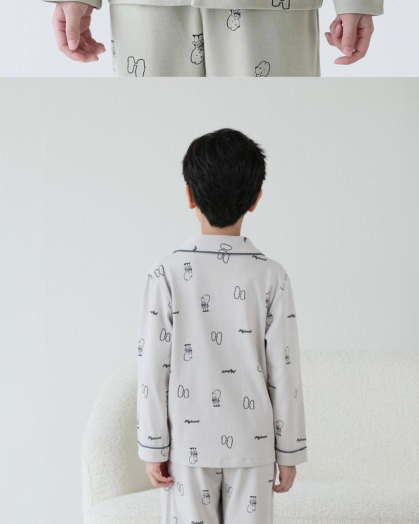 Lulu Jungen Langarm Baumwollpyjama - Cartoon-Stil für Frühling und Herbst
