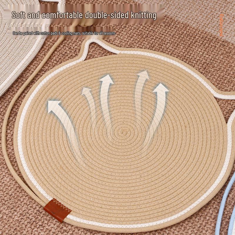 Cotton Rope Cat Scratching Post & Bed: Self-Entertainment Ball, Washable Scratch Pad & Pet Sleeping Mat