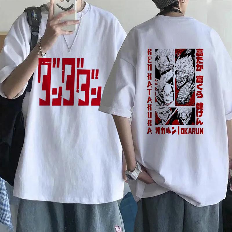 Retro Mange Men's T-shirt Japanese Anime Gothic T-shirt Dandadan Okarun90s Casual Loose T-shirt Versatile Streetwear