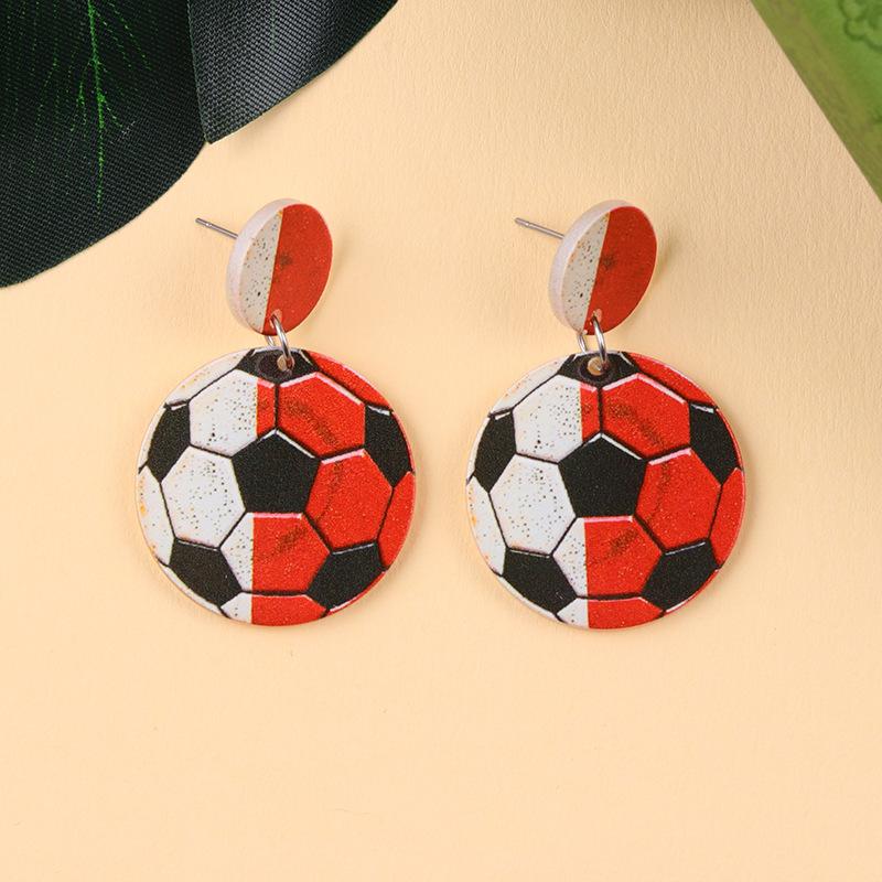 

Fashion New Acrylic Football Soccer Pendant Dangle Stud Earrings for Woman Girls Temperament Drop Earrings Jewelry Ear Ring