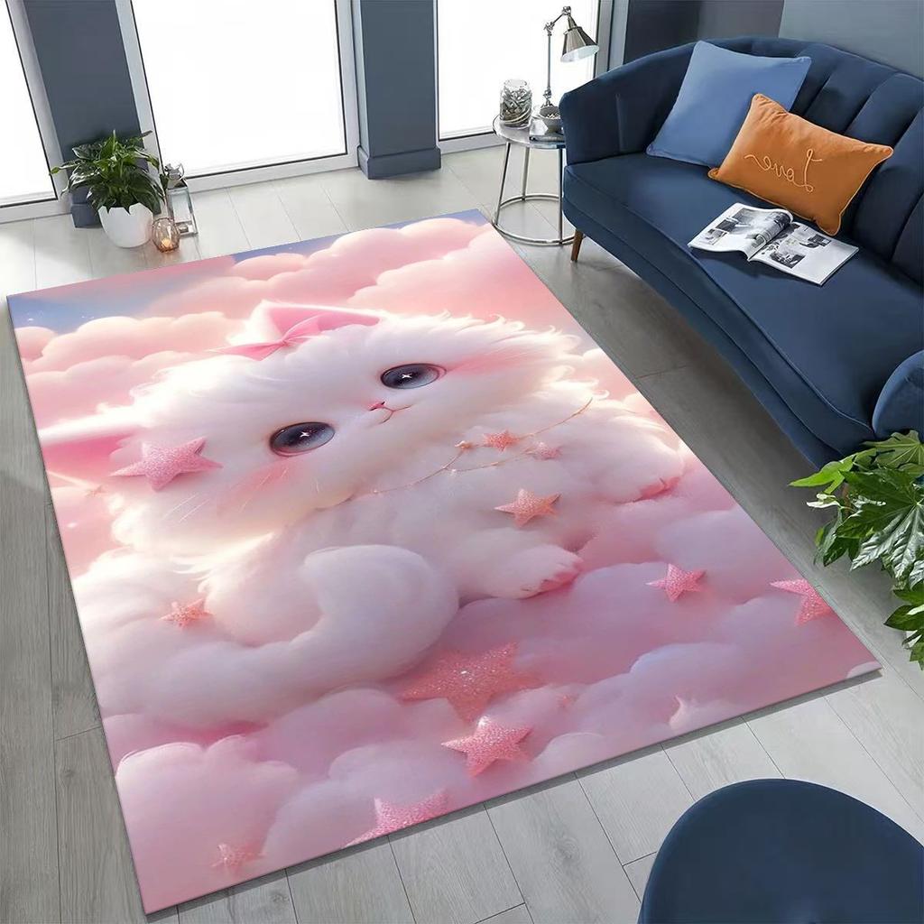 Neuer Niedlicher Katze Kätzchen Miau Cartoon Teppich für Schlafzimmer Wohnzimmer Sofa Zuhause Fußmatte Dekor, Große Kinder Spiel Anti-Rutsch Bodenmatte