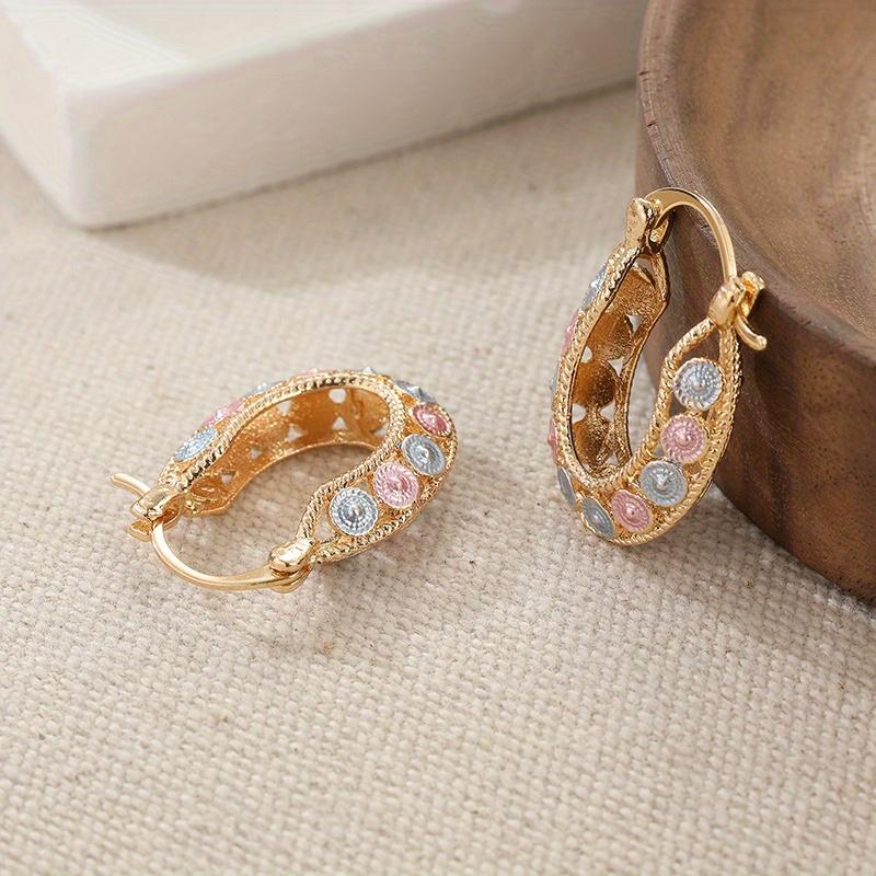 U-shaped  circle colorful circular design women's earrings, light luxury high-end earrings