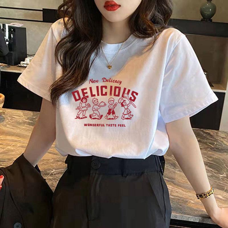 Women Cute Pink Bear Graphic T Shirt Casual Cotton O Neck Short Sleeve Loose Summer Tee Daily Basic Tops