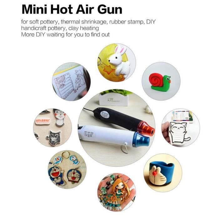 Heat Gun, 300W Electric Hot Air Gun Temperature Shrink FIMO Stamp Seal-white