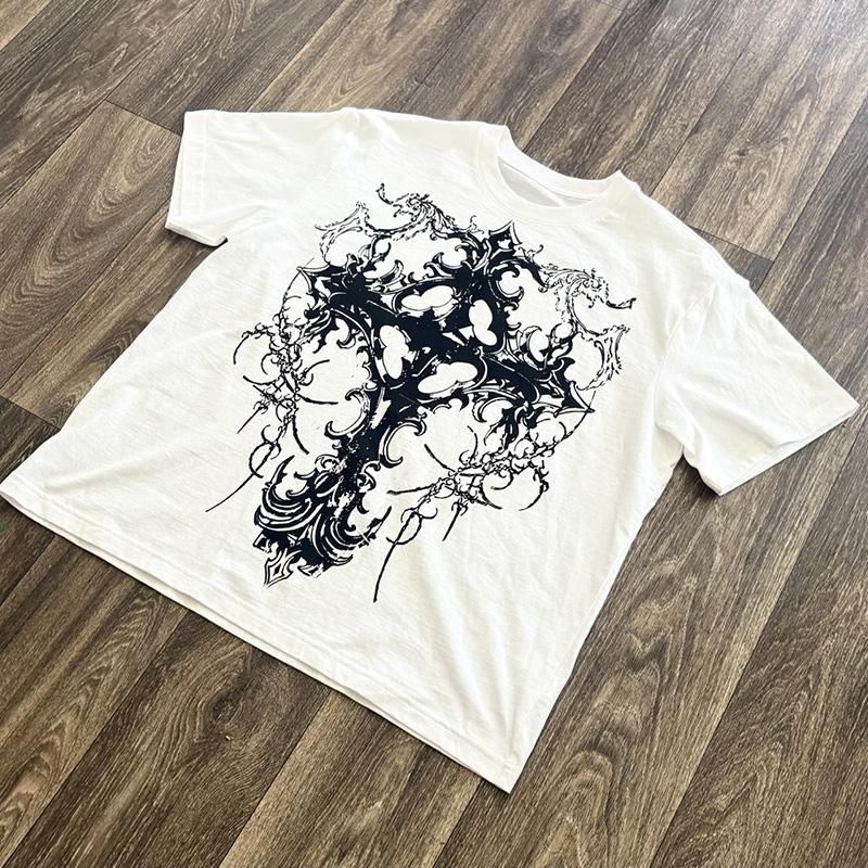 Y2K Cotton Tshirt Rock Goth Hip Hop Streetwear High Street Short Sleeve Tshirt Harajuku Graphic Print Casual Classic Clothes