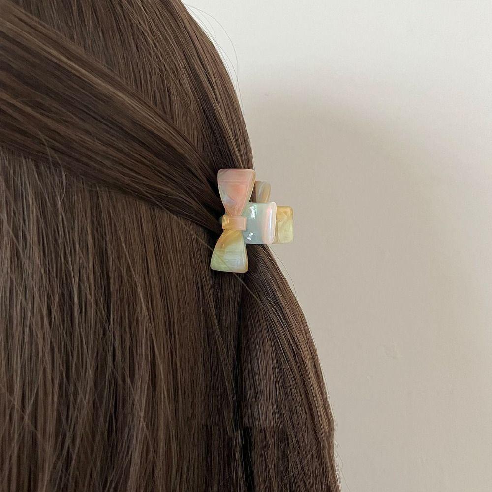 Korean Style Bow Hair Claw Colorful Bowknot Hair Clip Fashion Acetate Claw Clip  Girls