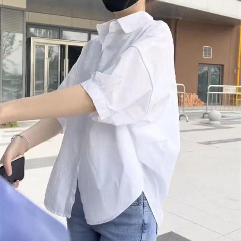 Women'S Loose  Irregular Casual Solid Color Long Sleeve Thin Shirt
