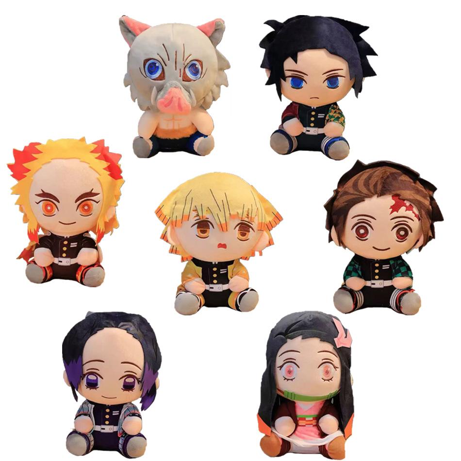 20cm Japon Demon Slayer Peluş Bebekler Sevimli Anime Kimetsu No Yaiba Kamado Tanjirou Nezuko Zenitsu Kyoujurou Oyuncaklar Çocuk Hediyeleri