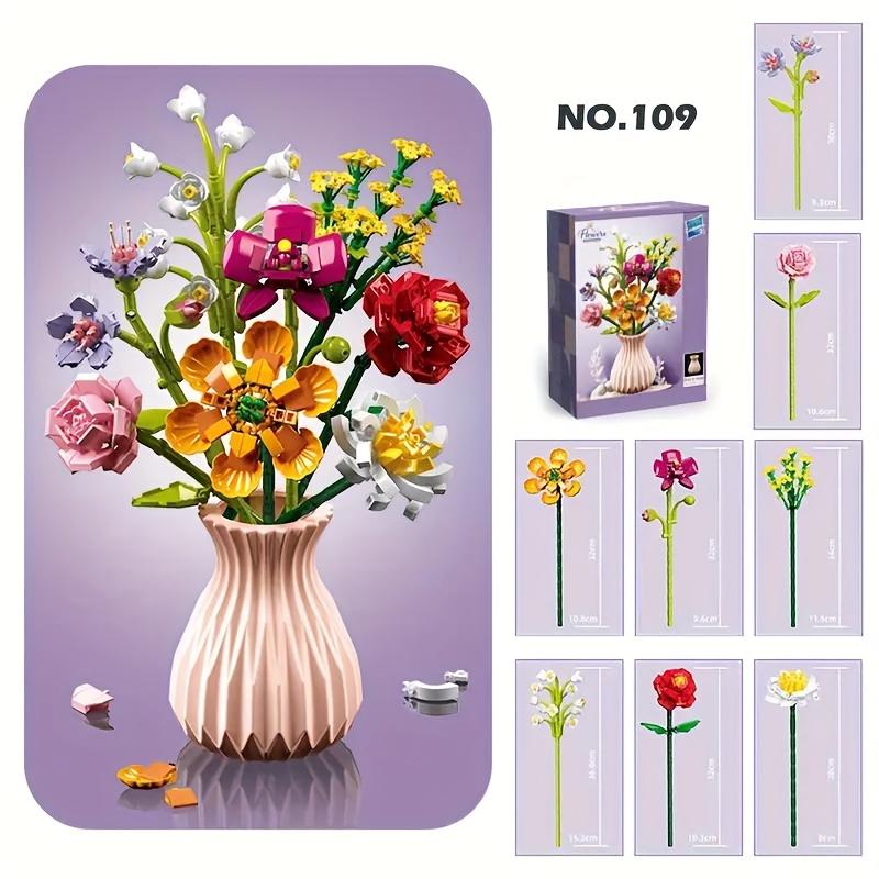 

Flower Bouquet Building Set 18 Flowers Rose Sunflower Home Plant Decor, Birthday Gift for Adults Women