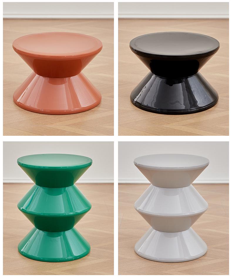 Nordic Hourglass Living Room Bench - Creative Plastic Bedside Stool for Small Apartments, Simple Shoe Changing Seat, Entrance or Household Use.