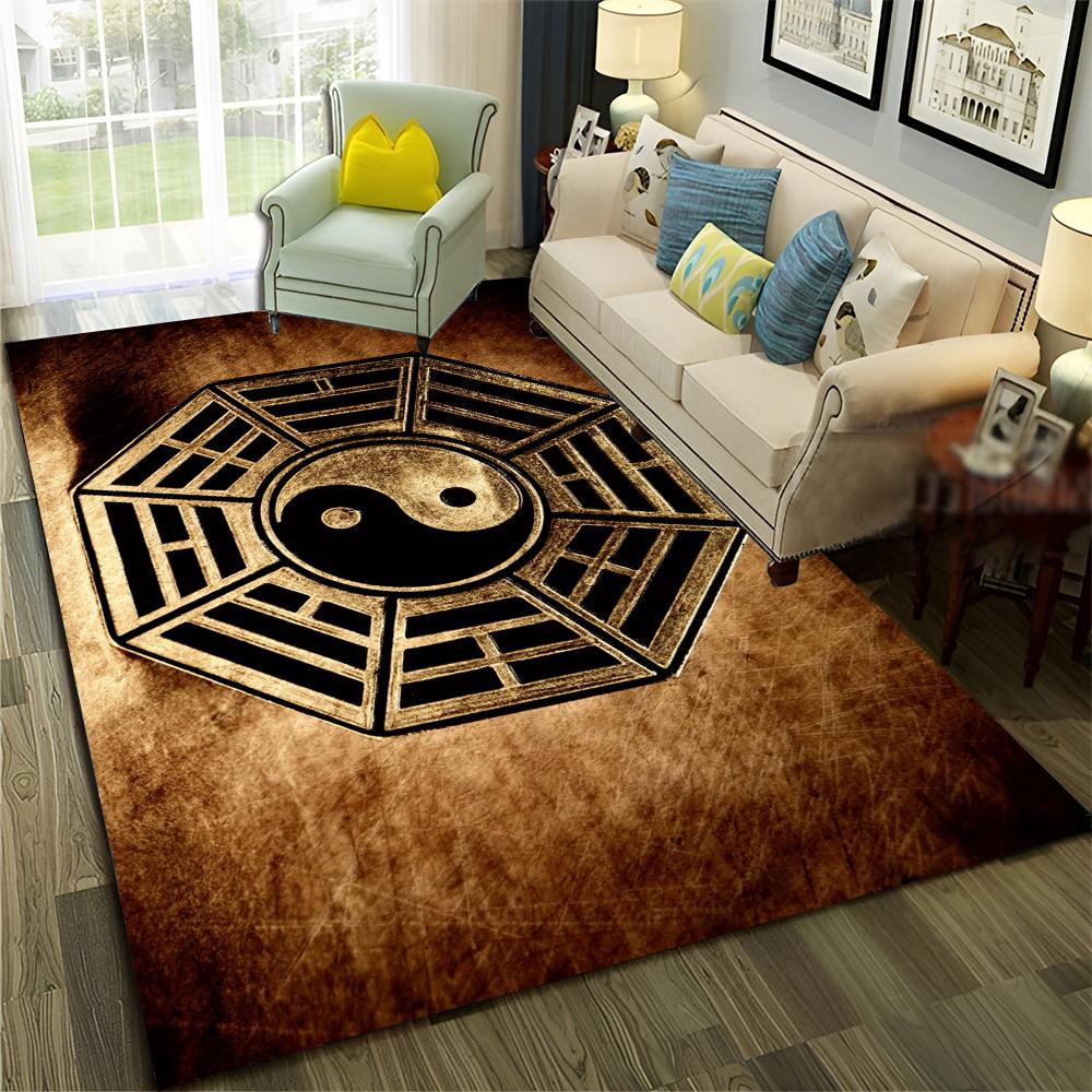 Chinese 3D Tai Chi Bagua Yin Yang  Carpet Rug for Home Living Room Bedroom Sofa Doormat Decor,Child Area Rug Non-slip Floor Mat