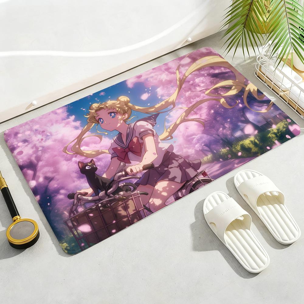 ANIME S-SAILOR-MOON Floor Mat Soft Thickened Non-Slip Door Mat for Living Room Home Decor Flannel Rugs