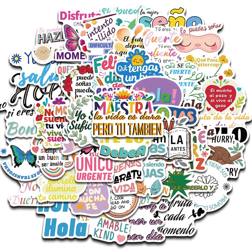 

50PCS Spanish Motivational 2 Sticker Suitcase Scrapbook Y2k Home Decoration Coffee Skateboard Classic Notebook Graffiti Decals