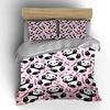 Cute Pandas with Pink Background Print Bedding Set 1 Duvet Cover 2 Pillowcases for Adult and Children Luxury Gift Full Size