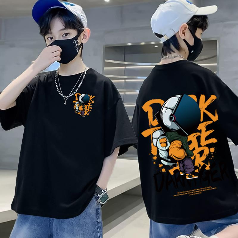 Summer children s clothing astronaut cartoon printed T-shirt street top children s boy and girl clothes short sleeved T-shirt 150