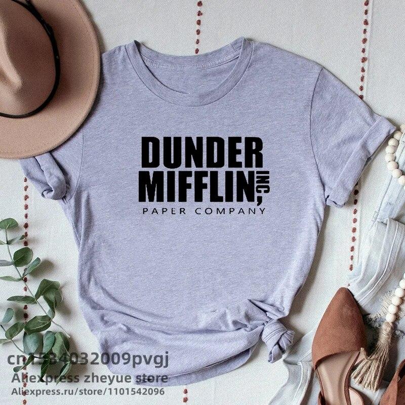Футболка Office Dunder Mifflin, женская футболка унисекс с фильмом, повседневная футболка с буквенным принтом Femme, уличная одежда унисекс, унисекс L