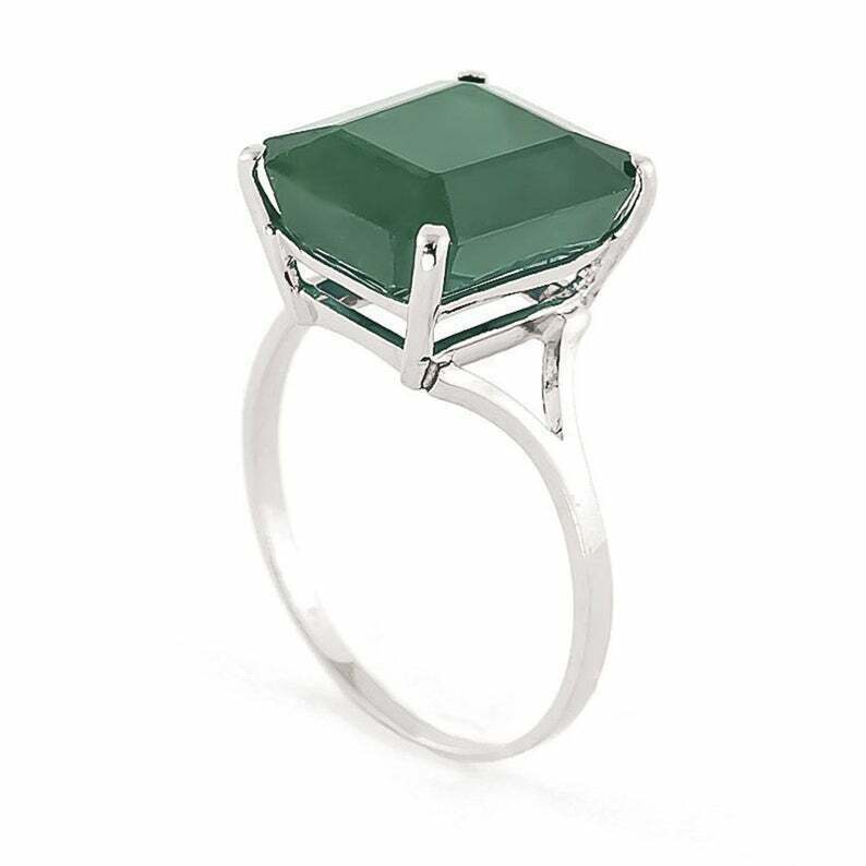 925 Sterling Silber Natürlicher zertifizierter 10 Karat Smaragd Solitärring für SieUS5