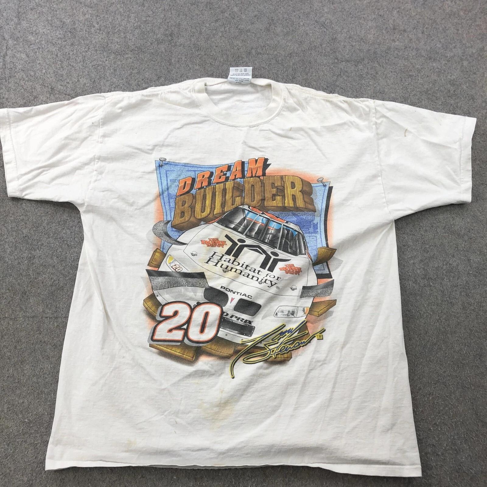 Vintage Nascar Shirt Mens Large White Tony Stewart Racing Crewneck * L