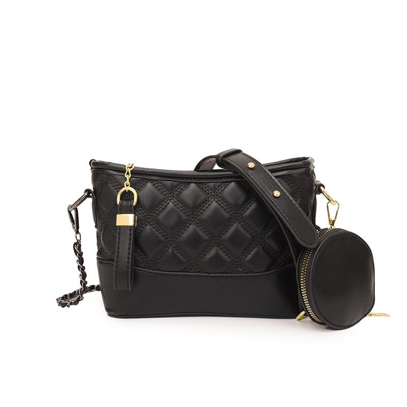 New Xiaoxiangfeng Women's Bag Trendy Rhombus Embroidery Thread Versatile Premium Chain Bucket Bag Shoulder Bag Messenger Bag