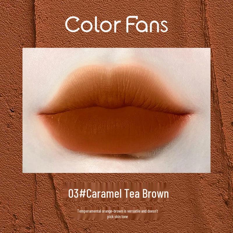 

Mise Fan Houndstooth Waterproof Tea Brown Powder Foundation & Rose Red Transfer-Proof Lip Gloss 2g