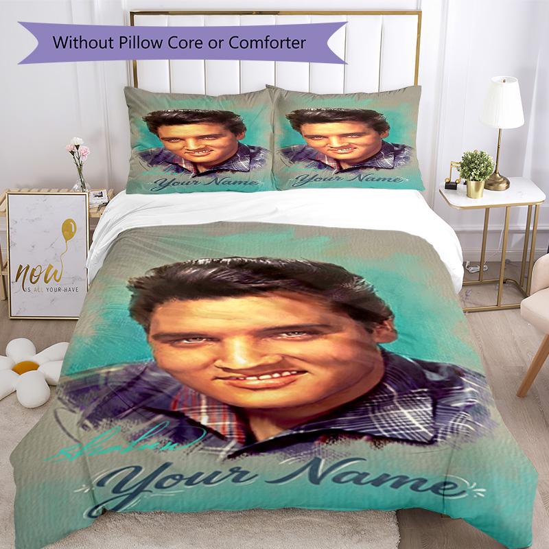 Elvis Presley Customize Text Bed CoverBed Perfect for Study room Breathable Duvet Cover Home Decor Gift for Festivals