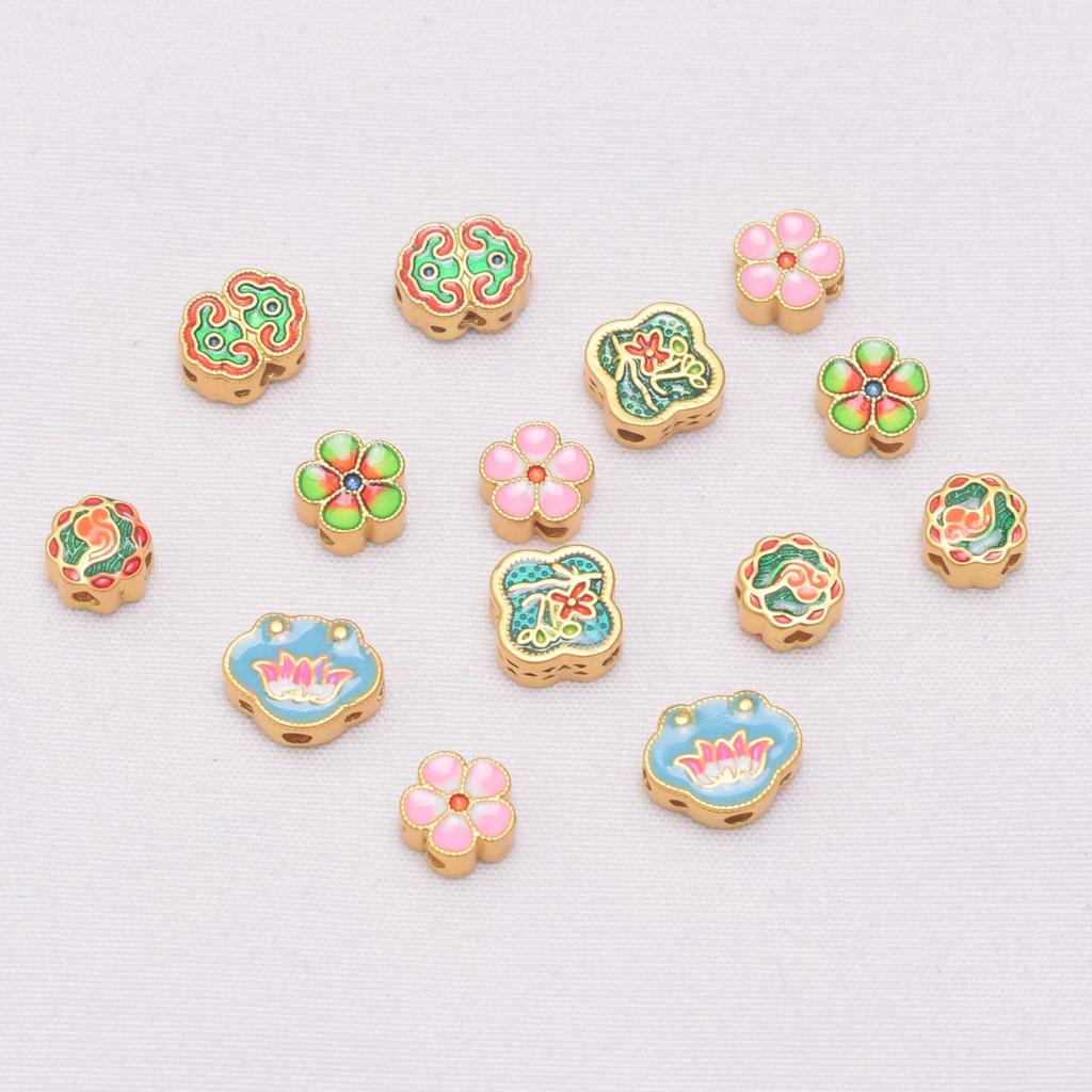 10pcs Color Retention Ancient Gold Beads Six-Character Mantra Loose Beads Small Waist Beads Beaded Diy Handmade Bracelet Jewelry Beads