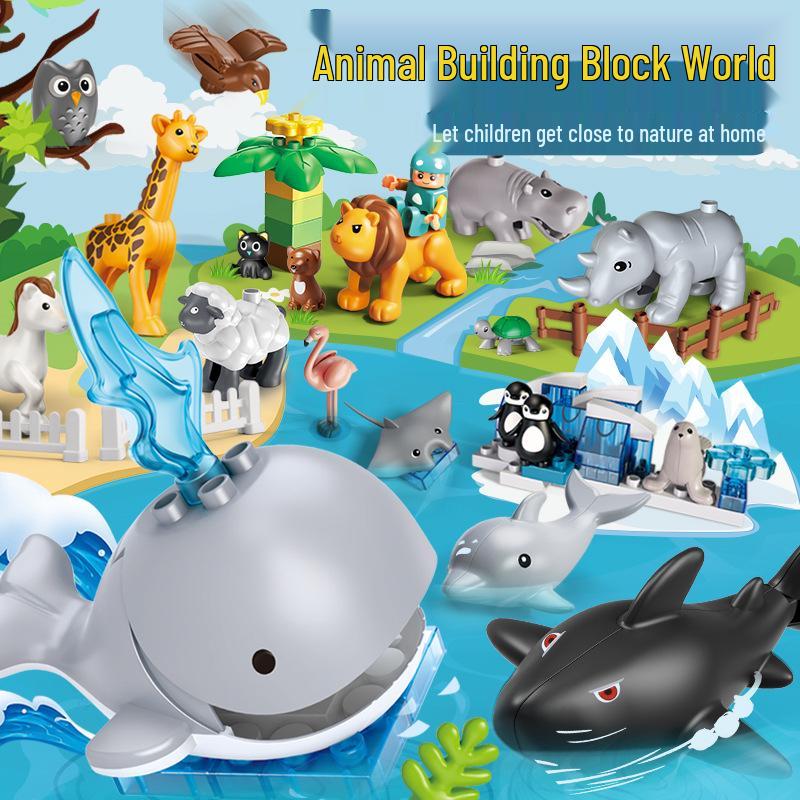 Large Animal Building Blocks for Children's Educational Play - Dolphin Set with Loose Parts
