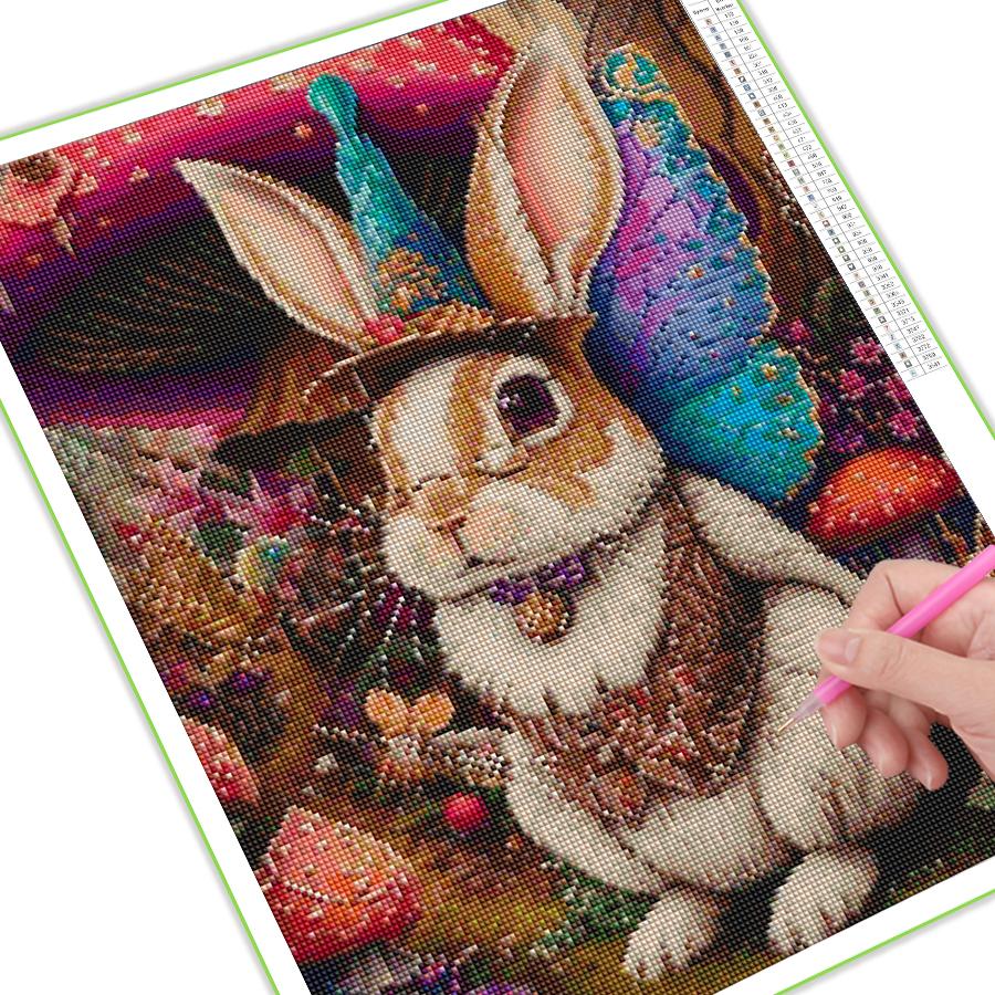 Rabbit Elf Diamond Painting New 2024 Animal Mushrooms Diy Full Square Round Drill Rhinestone Embroidery Mosaic Cross Stitch Kits Wall Decor